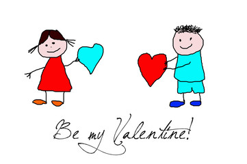 Kids drawing -  valentines day
