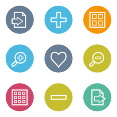 Image viewer web icons set 1, color circle buttons