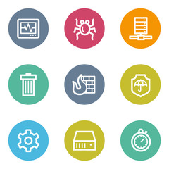Internet security web icons, color circle buttons