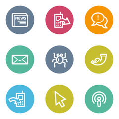 Internet web icons set 2, color circle buttons