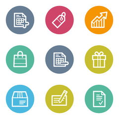 Shopping web icons set 1, color circle buttons