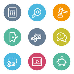 Shopping web icons set 3, color circle buttons