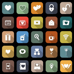 Love flat icons with long shadow
