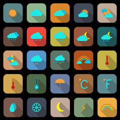 Weather flat color icons with long shadow