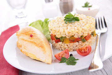 grilled chicken fillet with vegetables