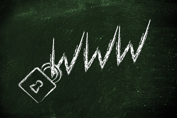 lock on WWW symbol: internet security & risks for confidential i