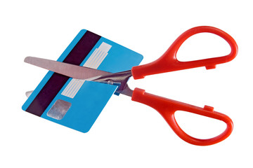 destruction of card payment isolated on white background