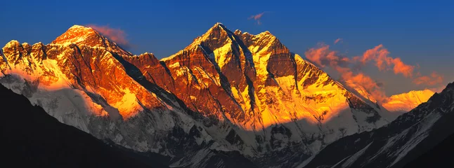 Fotobehang Lhotse Everest bij zonsondergang. Uitzicht vanaf Namche Bazaar, Nepal