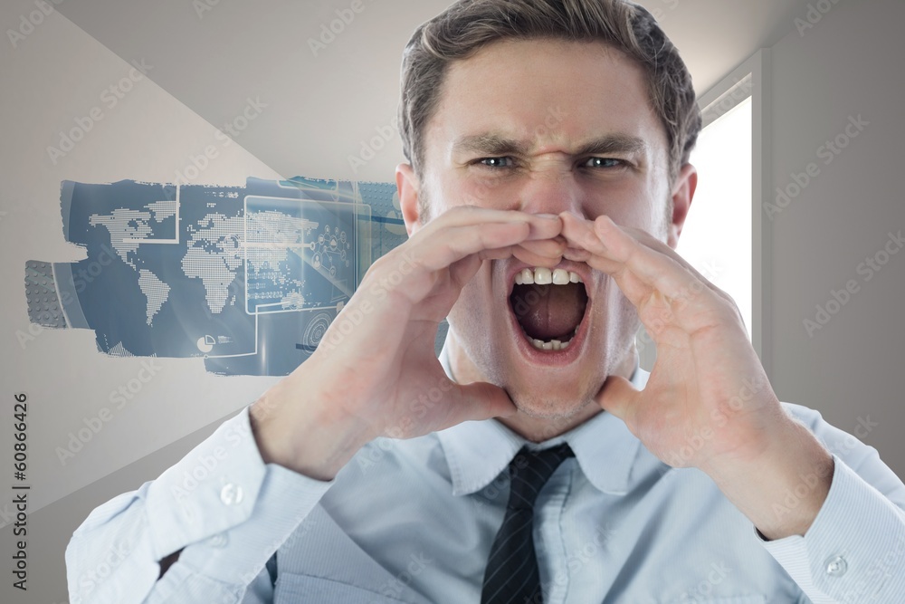 Poster composite image of angry businessman shouting