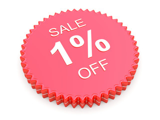 1 Percent OFF Discount Label on white background