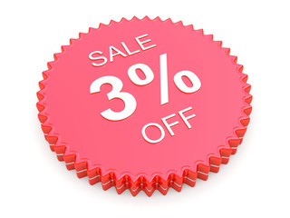 3 Percent OFF Discount Label on white background
