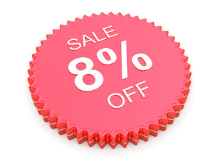 8 Percent OFF Discount Label on white background
