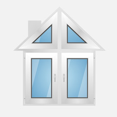 House shaped plastic window