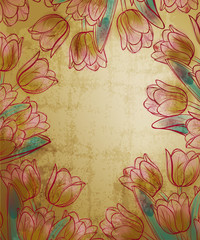 Floral frame retro style design template