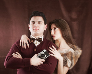 elegant vintage style sensual couple