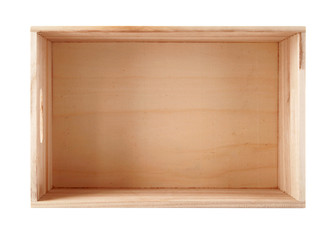 Empty wooden box. Isolated on white background
