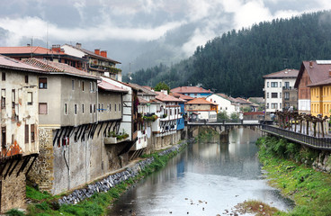 Orozko village in Basque Country with river and a bridge