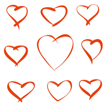 Collection of red vector hearts for your design