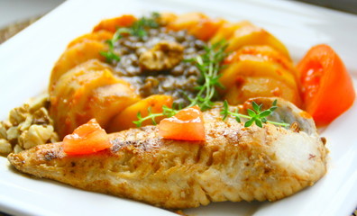 filet de grondin aux lentilles et patates
