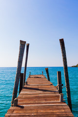 Wooden pathway.  Tropical Resort. boardwalk on beach