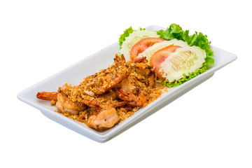 Fried shrimps with garlic