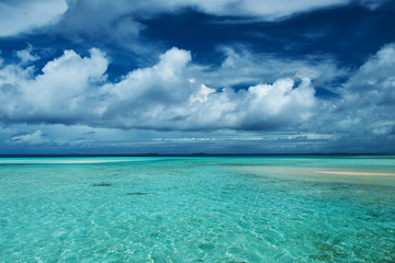 Beautiful beach with sandspit at Maldives