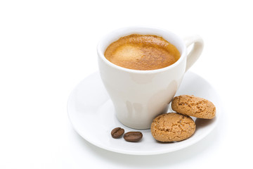 cup of coffee and biscotti, isolated