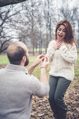 Fototapeta premium couple in love marriage proposal