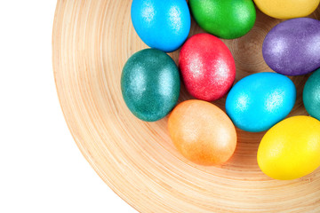 colorful Easter eggs on the plate