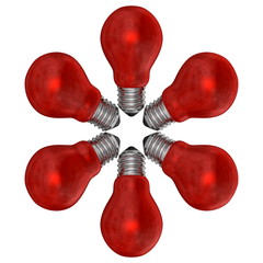 Red light bulbs arranged in radial pattern
