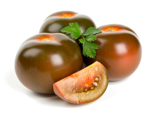 kumato tomatoes isolated on white background