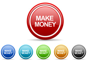 make money icon vector set