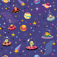 space pattern with cute aliens
