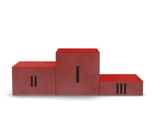 Red smoky podium with Roman numerals. Front view