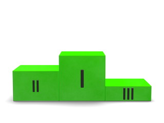 Green podium with black Roman numerals. Front view