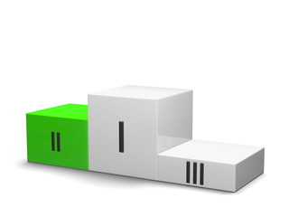 Sports victory podium with green second cube and Roman numerals