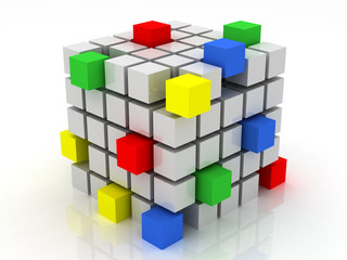Obraz premium cube assembling from blocks