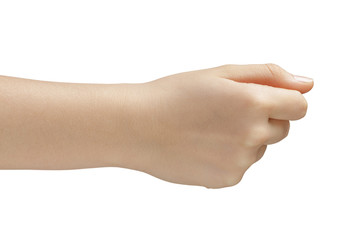 female teen hand to hold something side view