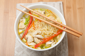 Noodle soup in a bowl