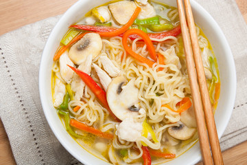 Noodle soup with chicken