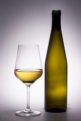 White Wine Glass With Bottle