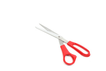 Scissors with red handles
