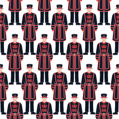 Beefeater soldier - Yeoman –  London symbol - seamless pattern - 60882461