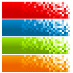 Set of Colorful Pixel Banners