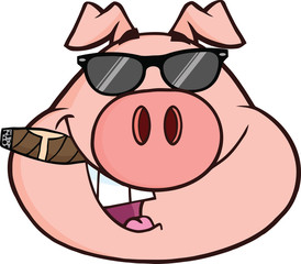 Businessman Pig Head With Sunglasses And Cigar