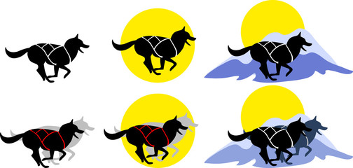 stylized image of sled dogs