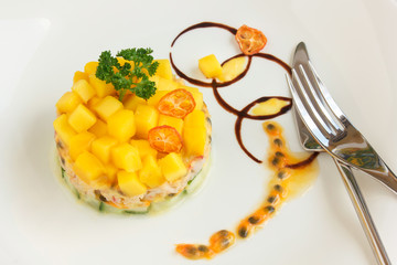 Salad with crab and mango