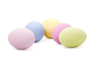 Five pastel Easter eggs