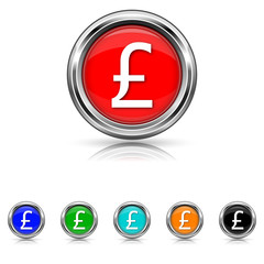 Fototapeta premium Pound icon - six colours set