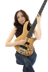 Woman with a bass guitar